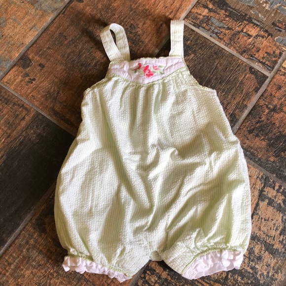 Janie & Jack green/white seersucker (3-6 mo.) - Picture 1 of 7